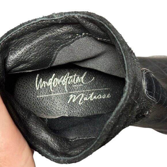 Matisse X Understated Black Leather Boot Done N Dusted Suede Pointy Toe Western - Picture 9 of 10